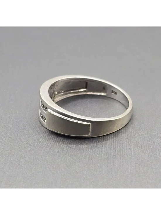 10k White Gold Natural Diamond Channel Set Band Ring Size 10.25 Signed NDI 4.05g - Picture 5 of 16